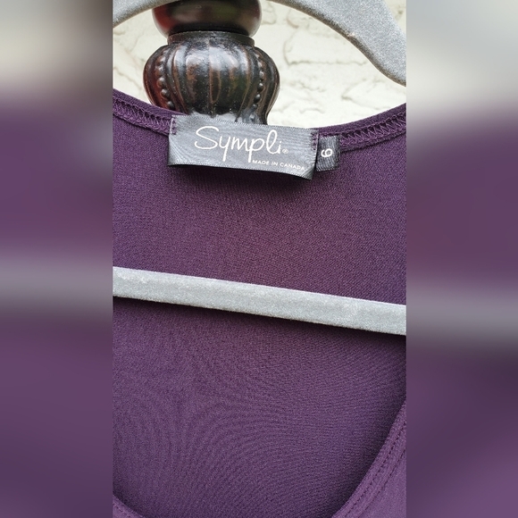 Sympli Go To Low Black Stretch purple women's Knit Tunic Top Size 6 - Picture 5 of 9